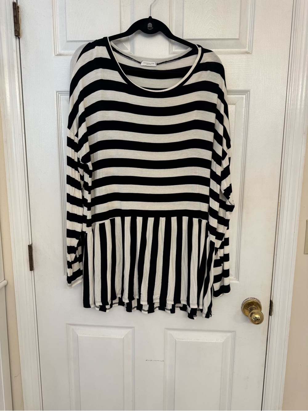 Chic Soul Black & White Striped Peplum Tunic Top 3XL Plus Size